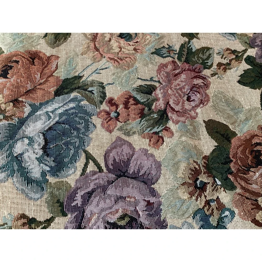 PB Brighton Tapestry King Shams (2) &‎ (2) Window Toppers Floral Purple Rose